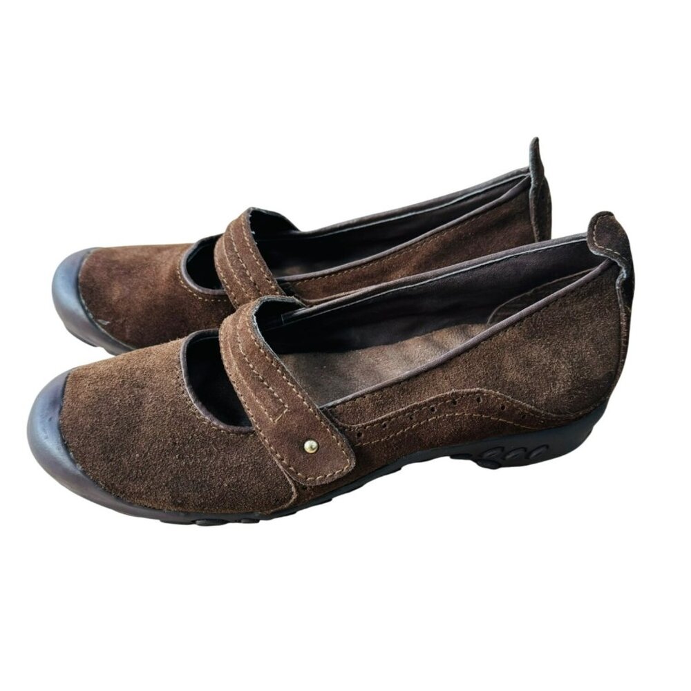 Merrell Mary Jane Brown Suede Comfort Cushion Comfort Ortho Loafer Flat Shoes 9